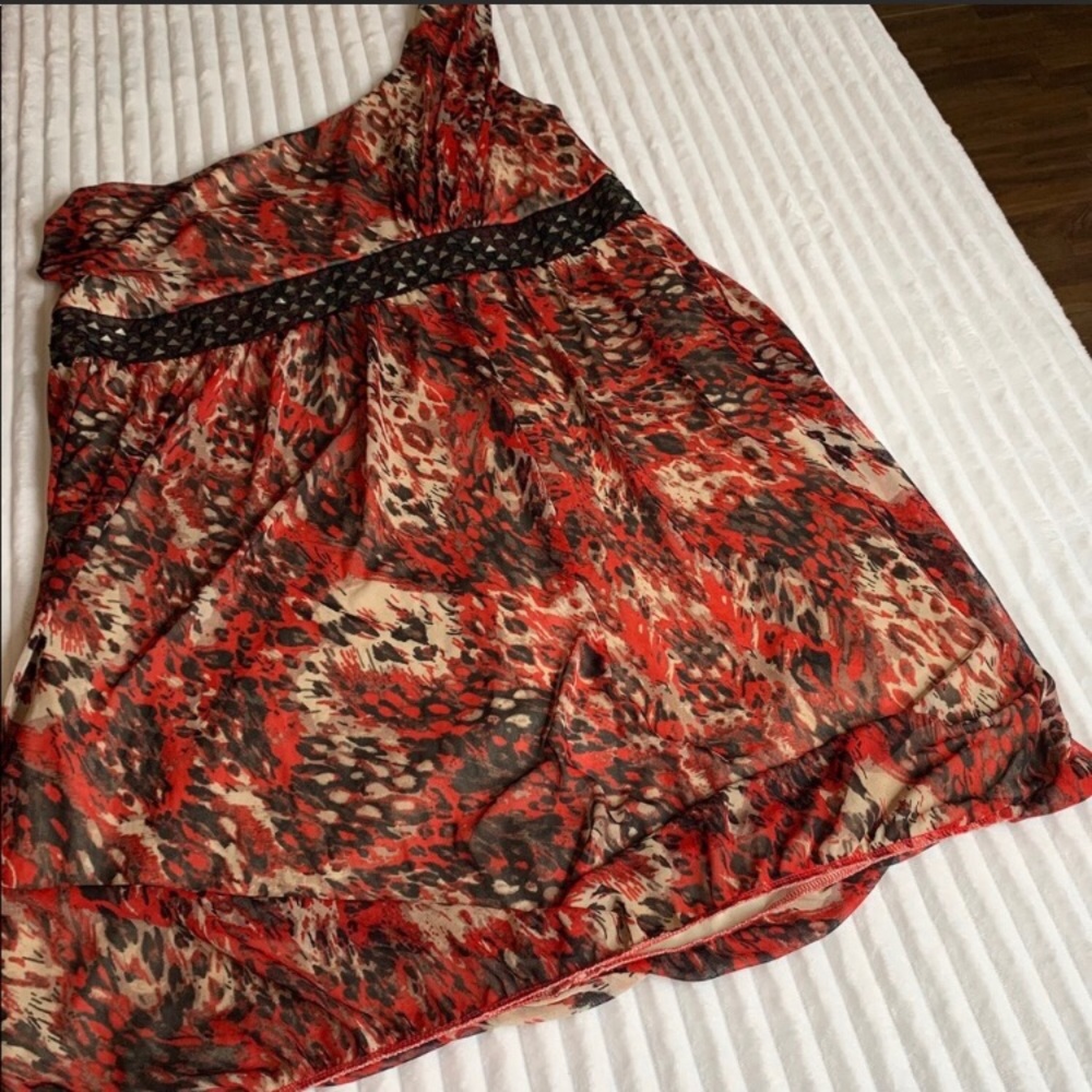 Maurices One Shoulder Animal Print Dress Sz1 16/18